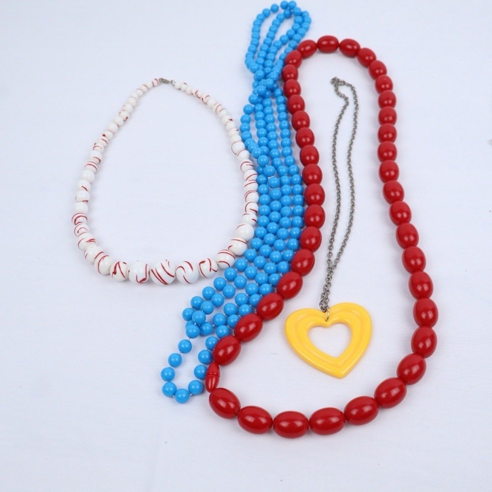 Vintage Jewelry 1980s Primary Color Fun Bright (12) Beads Bangles Brooch - Picture 4 of 5